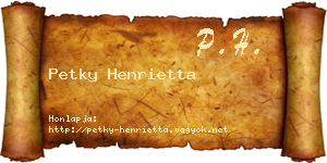 Petky Henrietta névjegykártya